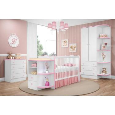 Jogo de Quarto para Bebê Completo 2 Portas Classic New Rosa Fosco