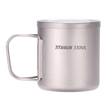 Imagem de xícara de chá de titânio,220ml / 330ml / 450ml / 550ml Copo de água de titânio de parede dupla Café Chá Caneca para escritório doméstico Acampamento ao ar livre Caminhada Piqueniqu