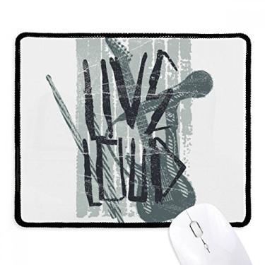 Imagem de Mouse pad com estampa de instrumentos musicais de jazz cinza com borda costurada, tapete de jogos de borracha