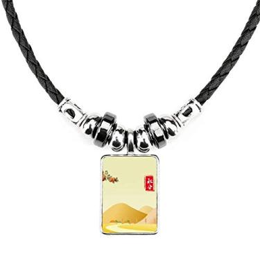 Imagem de DIYthinker Colar Autumnal Equinox Twenty Four Solar Term Jewelry Torque Leather Rope Pendant