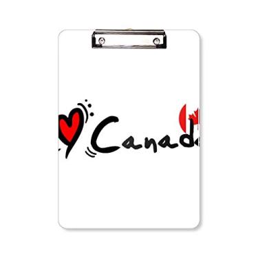 Imagem de I Love Canada Bandeira de palavras Coração Prancheta Pasta Bloco de notas Placa de apoio A4
