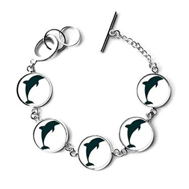 Imagem de Bracelete Blue Ocean Docile Friendly Dolphin com corrente e pingente de golfinho