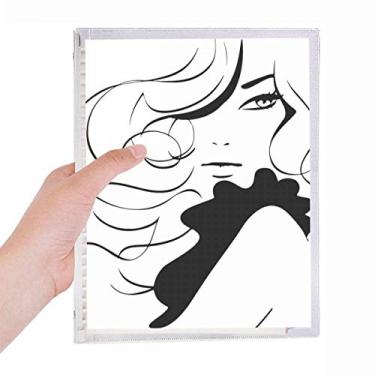 Imagem de Caderno feminino de cabelo longo para menina caderno de folhas soltas diário recarregável artigos de papelaria