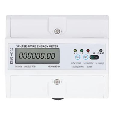 Imagem de Medidor de Energia Eletrônico Multifuncional de 3 Fases e 4 Fios Com Visor LCD Grande e Montagem Em Trilho DIN de 35 Mm para Monitoramento de Energia Preciso