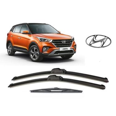 Imagem de Kit 3 Palhetas Limpador De Parabrisa Dianteiro + Traseiro Hyundai Creta 2017 2018 2019 2020 2021 2022