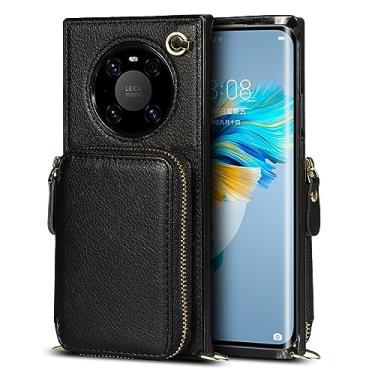 Imagem de Capa tipo carteira para Huawei P30 P40 Pro Plus Lite Mate 40 30 20 Pro Lite Mochila tipo cartão de capa para celular, preto, para huawei P30 lite
