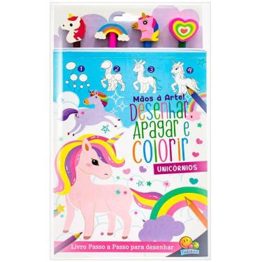 Imagem de Livro Infantil Mãos à Arte! Desenhar, Apagar e Colorir Unicórnios
