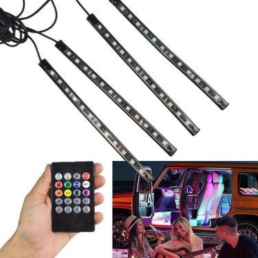 Imagem de Barra Neon Led 8 Cores RGB Controle Carro Moto Caminhao Musica Som Automotiva