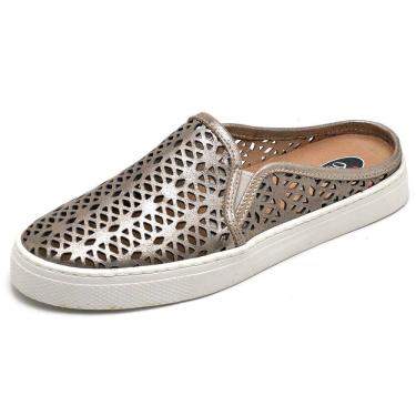 Imagem de Mule Babuche Feminino Couro Calce Facil Solado Borracha Confortavel Tecido Antitranspir...