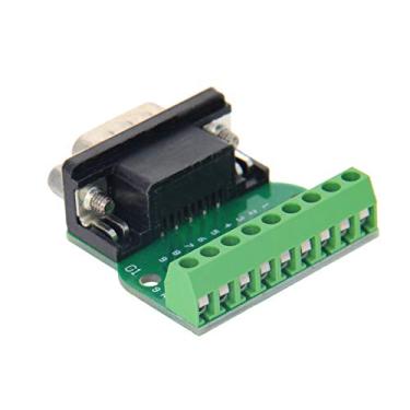 Imagem de Bettomshin Conector de placa de breakout D-sub DB9 9 pinos 2 fileiras macho RS232 porta serial adaptador de bloco de terminal sem solda com porcas de posicionamento, 1 peça