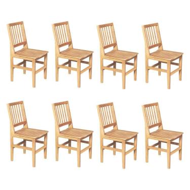 Imagem de Kit 8 Cadeiras de Jantar Madeira Maciça Ripada Rústica Confort - Natural