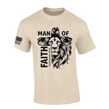 Imagem de Camiseta masculina cristã Man of Faith Corinthians 16:13 camiseta de manga curta, Arena, M