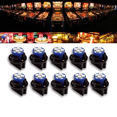 Imagem de PA LED 10PCS #555 T10 LED Pinball Machine Lights 6.3V 4SMD + Bulb Socket Twist Lock Wedge Instrument Base (Blue)