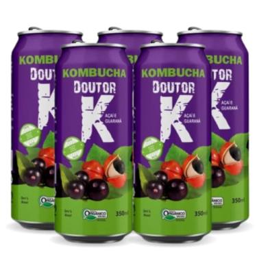 Imagem de Kit Com 05 - Kombucha Orgânica Sabor Açaí e Guaraná 350ml DRK