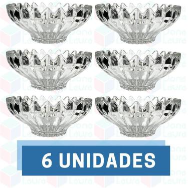 Imagem de 6 Vasilha de Vidro Resistente Desenhado p/ Petisco Sobremesa