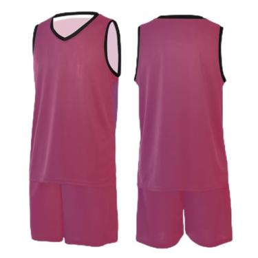 Imagem de CHIFIGNO Camiseta de basquete bege areia para adultos, camiseta juvenil PP-3GG, Gradiente roxo e vermelho, PP