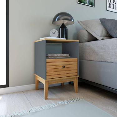 Imagem de Mesa de Cabeceira Linha Riscado 1 Gaveta Mel/Petroleo