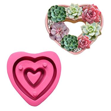 Imagem de Moldes para vasos de flores de concreto de silicone, moldes de silicone I Love U Design, moldes de vaso de flores para plantas suculentas, moldes de argila de cimento, ferramenta de decoração