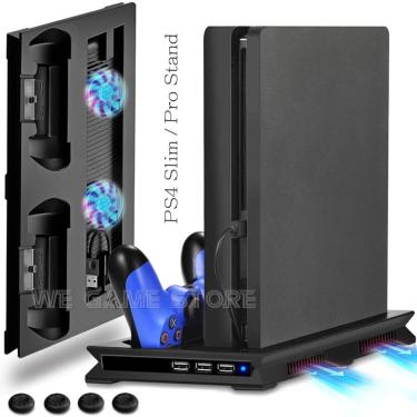 Imagem de PS4 PRO/SLIM Console de Jogos Suporte Vertical  Cooling Stand  2 Cooler Fan  Gamepad  Estação de