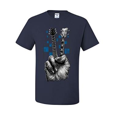 Imagem de Camiseta Don't Fret Guitar Rock & Roll Musician Peace Sign Music, Azul-marinho, XXG