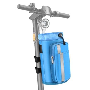 Imagem de FINPAC Suporte de copo para bicicleta, suporte universal de garrafa de água com bolsos para telefone para carrinho de passeio de carrinho de golfe e scooter, suporte para bebidas ao ar livre, ciclismo (azul)