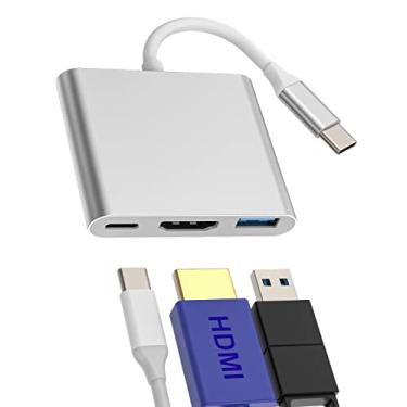 Imagem de Adaptador USB C para HDMI+Tipo-C+USB-A (3 em 1) Cabo OTG Acessórios TV Digital AV Conversor Projetor Monitor Thunderbolt Splitter Mouse Adaptador Compatível com Samsung para IPhone15 Pro Max Plus iPad