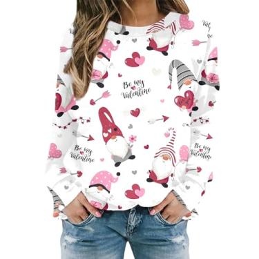 Imagem de Moletons para o Dia dos Namorados, Blusa Xadrez Gráfica para o Dia dos Namorados, Camisetas Soltas de Manga Comprida Presente para Casais, rosa, M