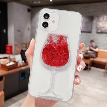 Imagem de Capa dinâmica para iPhone 13 12 11 Pro Max 6S 7 8 Plus X XS XR Capas de vidro de vinho com glitter líquido areia movediça capa de telefone feminina, A, para iPhone 7 Plus