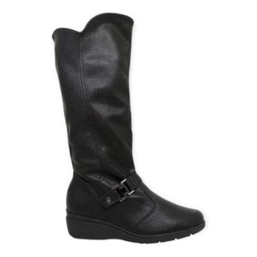 Imagem de Bota Salto Anabela Piccadilly Maxi 117111-1 Feminina - Preta-Feminino
