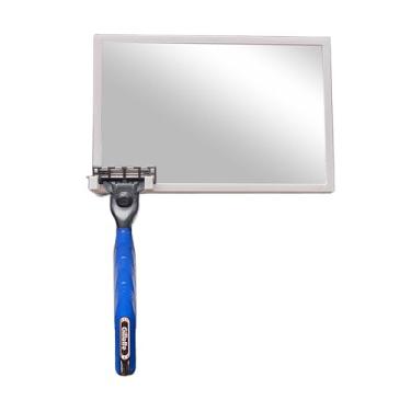 Imagem de Espelho Branco para se Barbear no Banho/Box Antiembaçante e Suporte Para Gilette Barbeador - Dupla Face