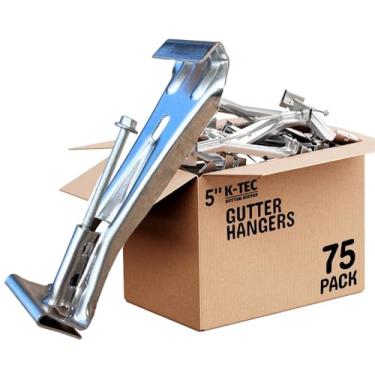 Imagem de Cabides de calha ocultos de 12,7 cm com um parafuso pré-inserido resistente à ferrugem - Suportes de calha de chuva resistente com clipe para calhas de alumínio estilo K de 12,7 cm - Reparação fácil