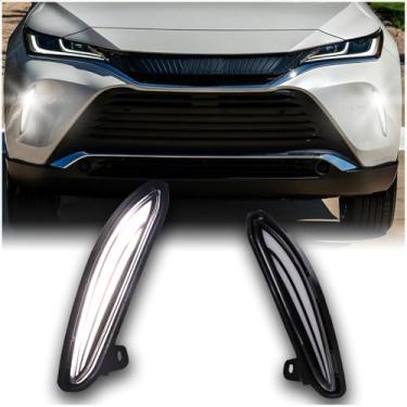 Imagem de KEEGTBOX Switchback Branco/âmbar/azul LED DRL luz de neblina frontal luz de circulação diurna recurso de seta flash sequencial compatível com Toyota Venza LE XLE Limited 2021 2022 acessórios