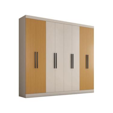 Imagem de Guarda-roupa Casal 8 Portas 4 Gavetas Araplac Porto, Baunilha e Freijó