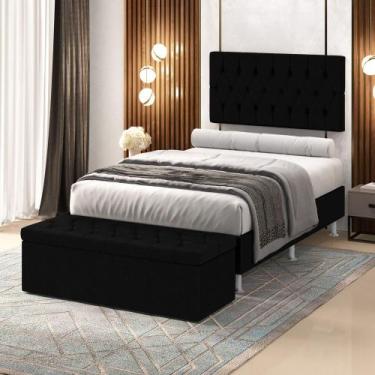 Imagem de Kit Painel Centaurus 140 e Calçadeira Sagitarius Couro Aradecor, Preto