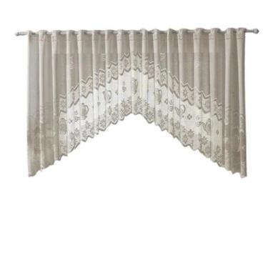 Imagem de Cortina Bando Renda Cascata Cozinha Bule Lisa Bege 3,00X1,00 - Beija F