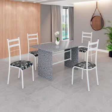 Imagem de Conjunto Sala de Jantar Mesa Retangular 120x75cm Tampo Granito Ocre 4 