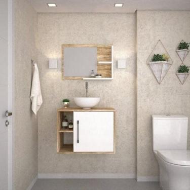 Imagem de Conjunto para Banheiro Gabinete com Cuba Redonda R30 e Espelheira Laur