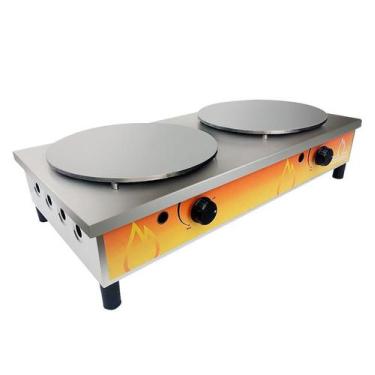 Imagem de Panquequeira Gás Inox 2 Bocas Simples 80x45x20 CP - 2 Metalmaq