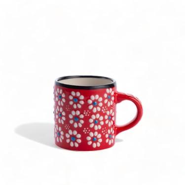 Imagem de EVANILIFE Copo de café expresso de cerâmica, caneca de café expresso feita à mão de 142 g, xícara de cappuccino e latte de 6 cm, xícara de demitasse multicolorida, adequada para lava-louças, pequena