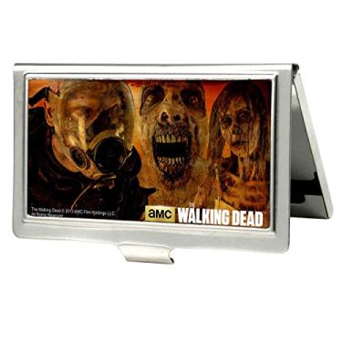 Imagem de Buckle-Down Porta-cartões de visita – The Walking Dead Zombies + máscara de gás zumbi – Pequeno