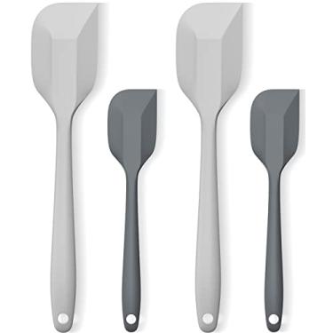 Imagem de Conjunto de espátulas de silicone, espátulas premium de silicone resistente ao calor, 2 raspadores flexíveis pequenos e 2 grandes para panelas antiaderentes, espátula de borracha para cozinha, mistura, uso de cozimento, espátula macia - cinza
