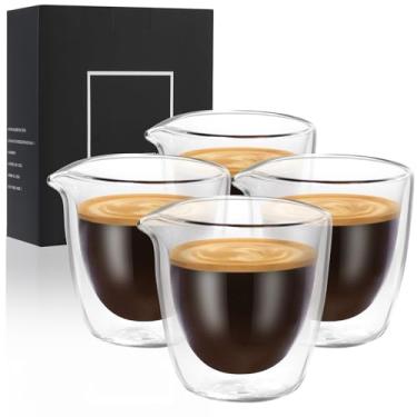 Imagem de VENVENWEAVS Conjunto de copos de café expresso de parede dupla de 118 - copos transparentes de 76,5 g com bicos - acessórios para máquina, conjunto de presente