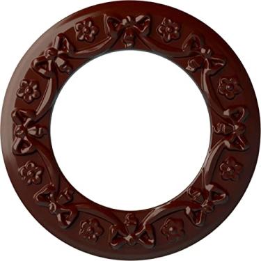 Imagem de Ekena Millwork CM12RIACS fita com laço medalhão de teto, cobre antigo, 12 1/4"OD x 7 1/2"ID x 7/8"P (Fits Canopies up to 7 1/2"), Hand-Painted Brushed Mahogany