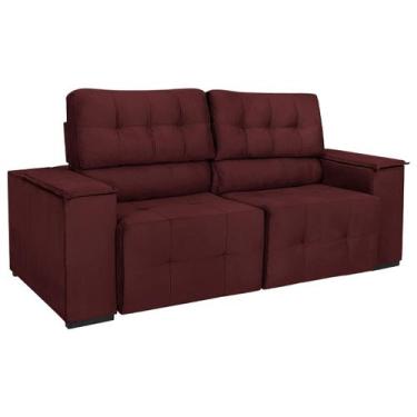 Imagem de Sofá Cama Retrátil Sala Vicenza 175cm Suede - Doce Sonho Móveis, Bordô