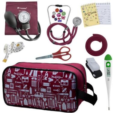 Imagem de Kit Academico Enfermagem Esfigmomanometro Aparelho de Pressao Estetosc
