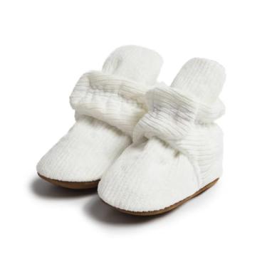 Imagem de Miamooi Botas de algodão para bebês meninas meninos recém-nascidos inverno lã quente aconchegante chinelos infantis antiderrapantes botas de cano curto primeiro andador berço meias sapatos 3-18 meses,