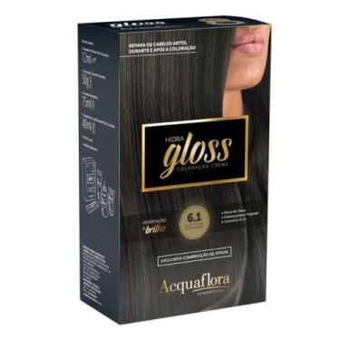 Imagem de Coloração Creme Acquaflora Kit Hidra Gloss 6.1 Louro Escuro Acinzentad