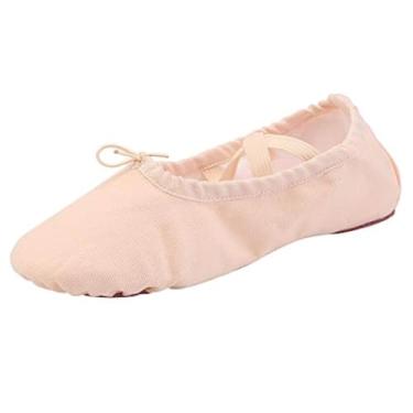 Imagem de missfiona Sapatilhas femininas de lona para dança, prática de ioga, sapatos de barriga plana, Nude., 9