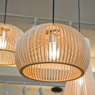 Imagem de Luminária Teto tipo Pendente ANGRA MDF Completa - CORALISA, MDF CRU, B