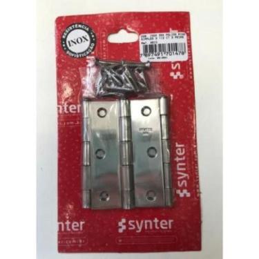 Imagem de Kit Dobradiça Inox 304 Polido 3 Peças Synter, 3.1/2''
